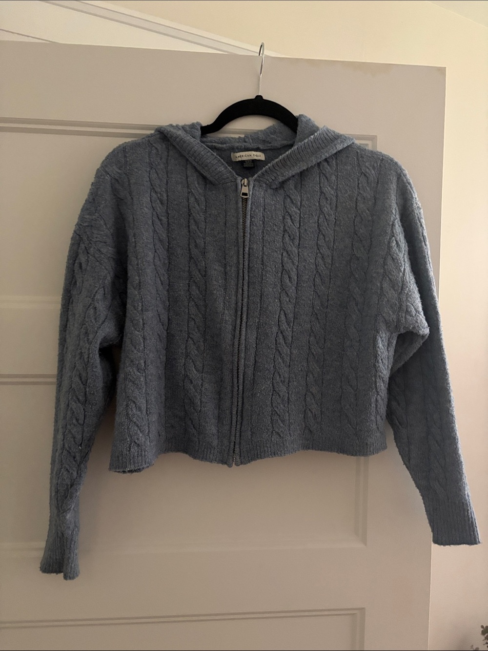 American Eagle Outfitters Powder Blue Cable Zip Hoodie Cardigan
